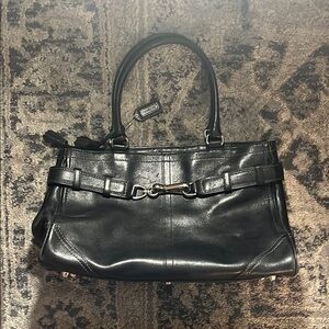 VINTAGE Authentic Coach Black Leather Hampton Handbag Purse Tote 90s